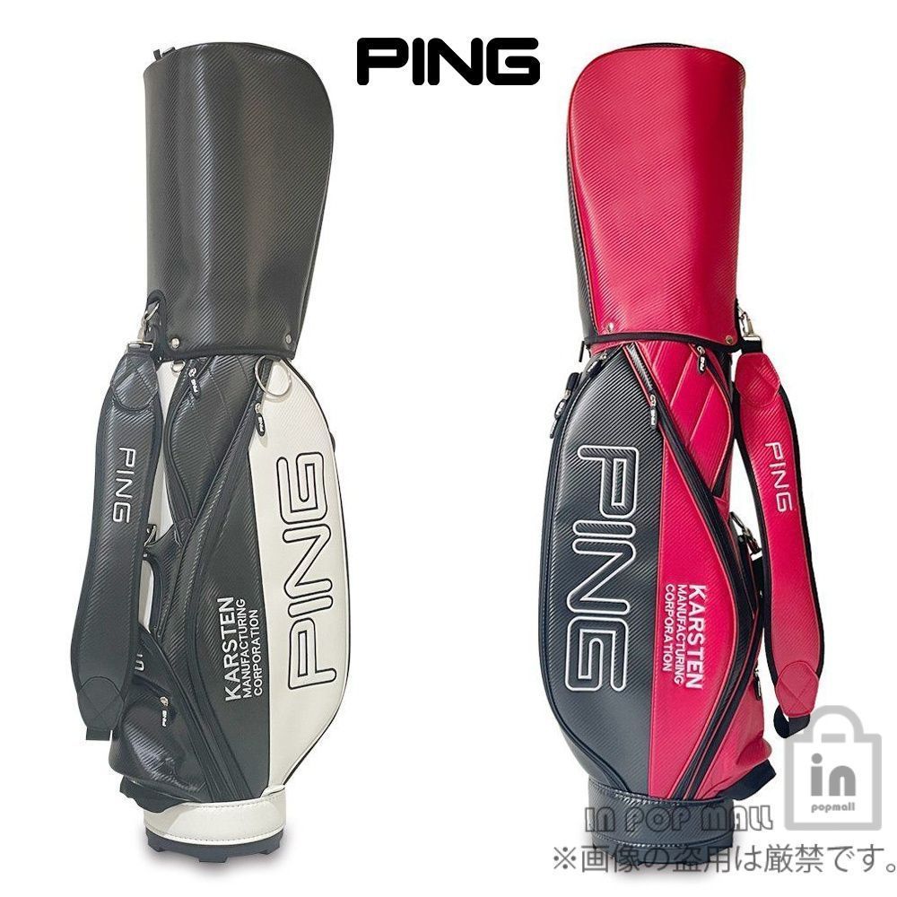 人気商品 PING Golf ピン ゴルフ キャディバッグ 自立型 ゴルフバッグ 安定感 防水耐摩耗性 撥水性 練習用 ホワイト×ブラック レッド