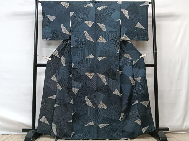 平和屋着物●上質な小紋　型染め　笹竹花文　正絹　逸品　未使用　AAAY0096vzg 平和屋着物○上質な小紋 型染め 笹竹花文 正絹 逸品 未使用