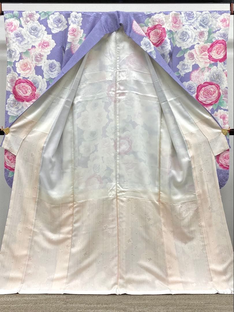 ブランド振袖 松田聖子 豪華 刺繍 金駒 金彩 薔薇 身丈167cm 躾糸付き