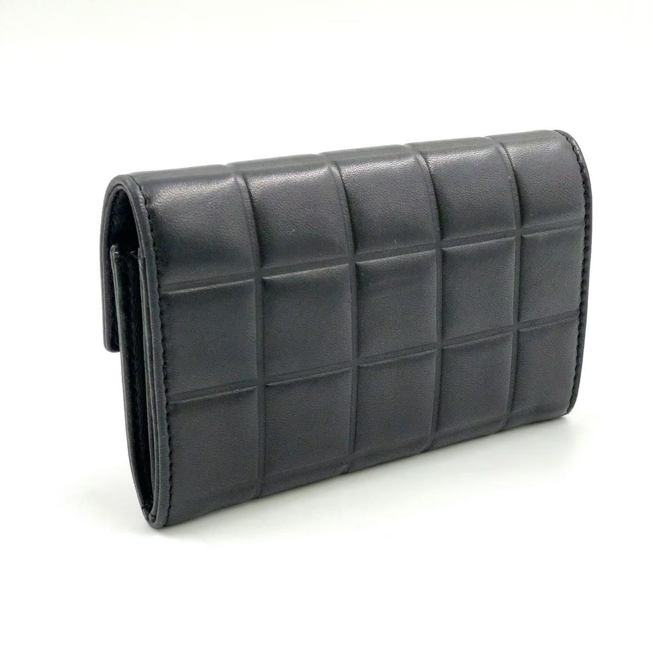 【希少】【極美品】CHANEL シャネル ラムスキン チョコバー 折り財布 黒 CHANEL 二つ折り チョコバー 7番台 ラムスキン ブラック 財布