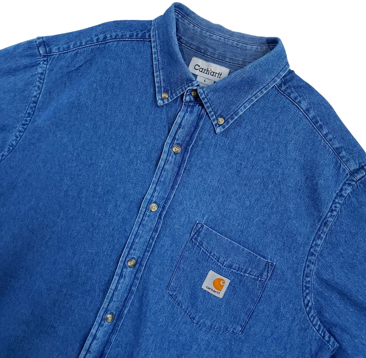 【雷市場（ポンジャン）商品韓国直送】L Carhartt(カーハート) インディゴブルー ワンポケット 半袖 デニムシャツ