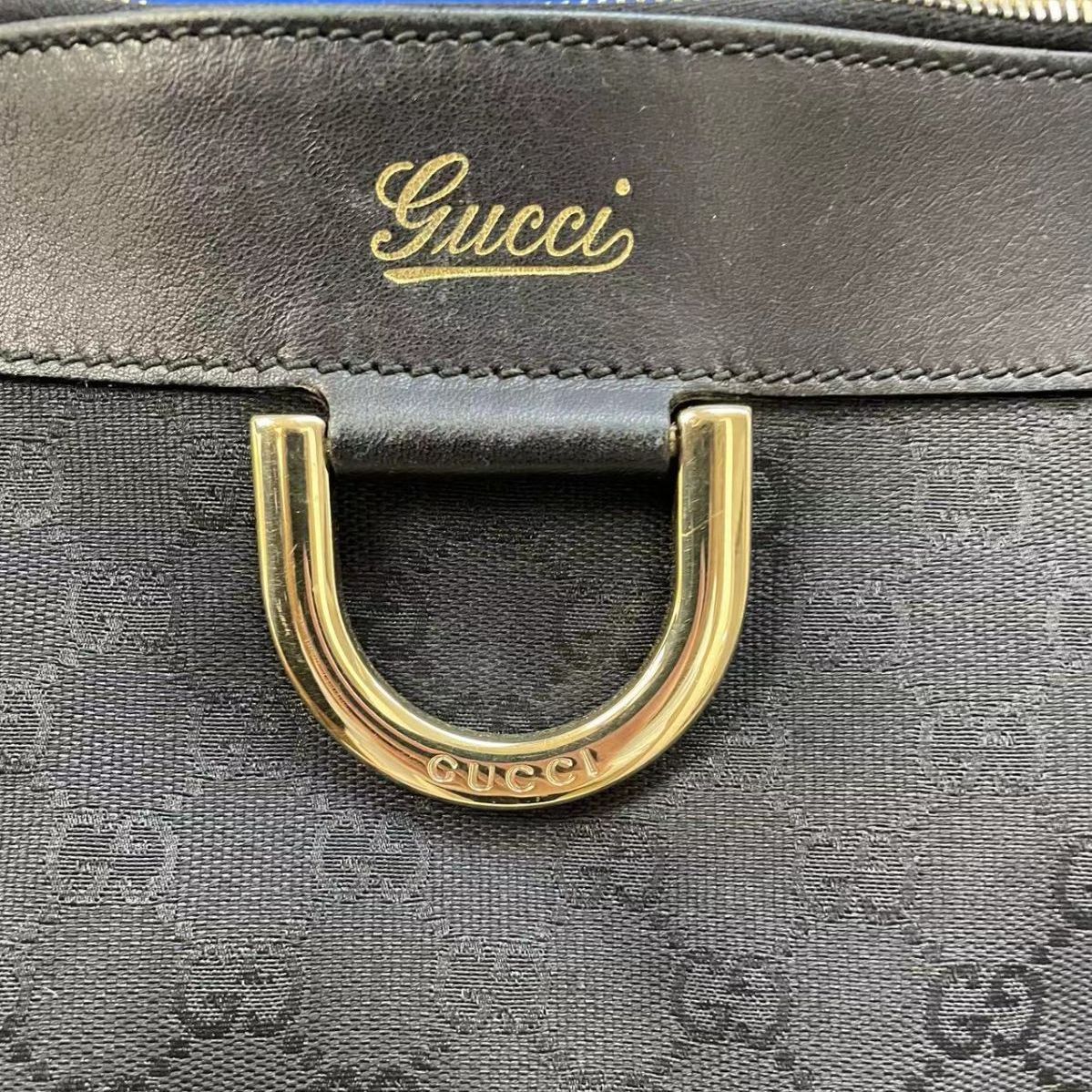 中古 GUCCI(グッチ) アビーライン GGキャンバス トートバッグ 黒