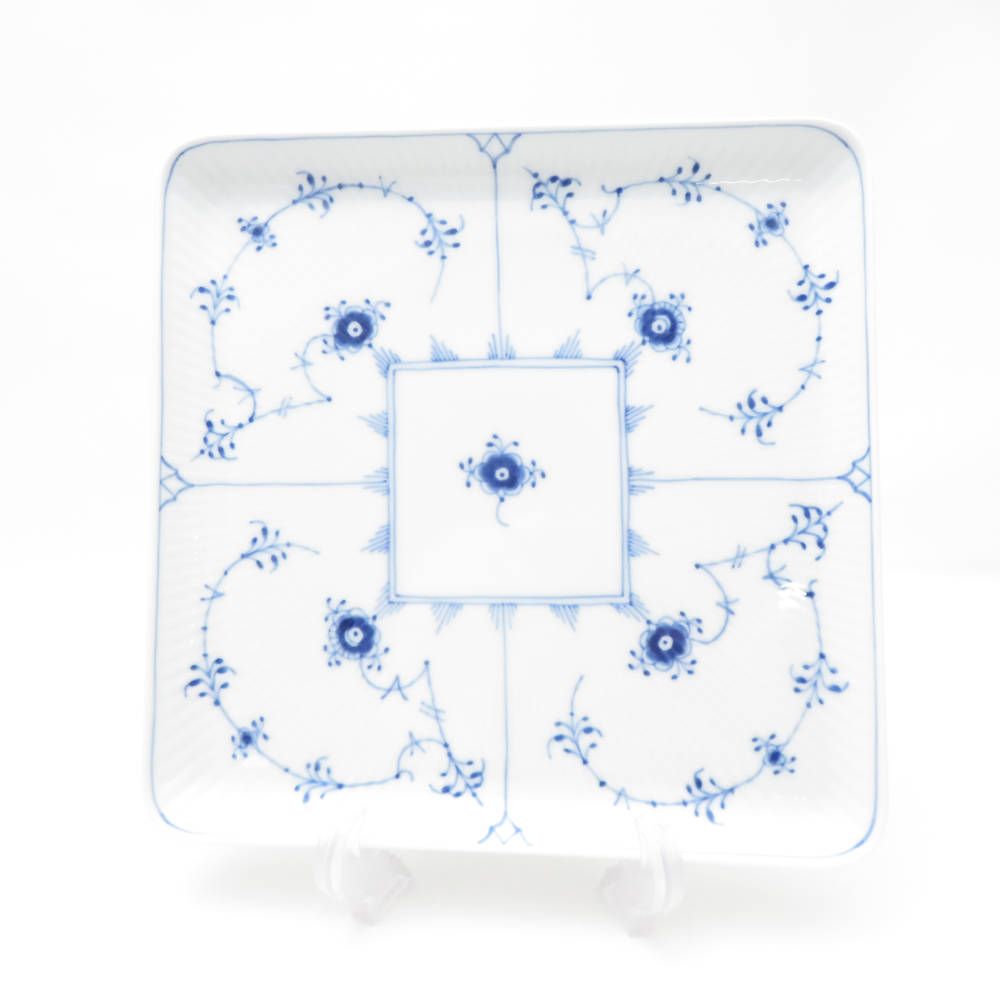 美品 ロイヤルコペンハーゲン ブルーフルーテッドプレイン スクエア