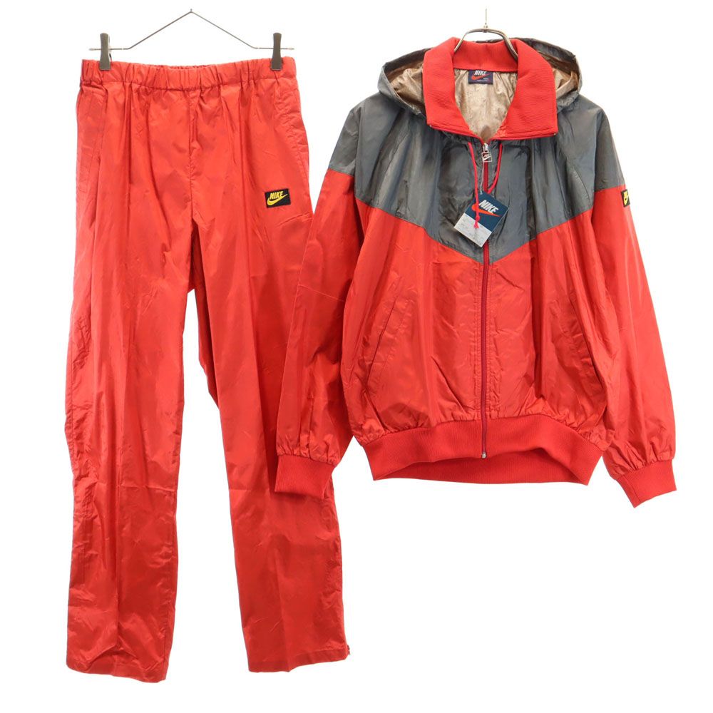 ナイキ 90s 未使用 オールド デッドストック トレーニング ナイロンジャケット 上下 セットアップ L 赤 NIKE メンズ