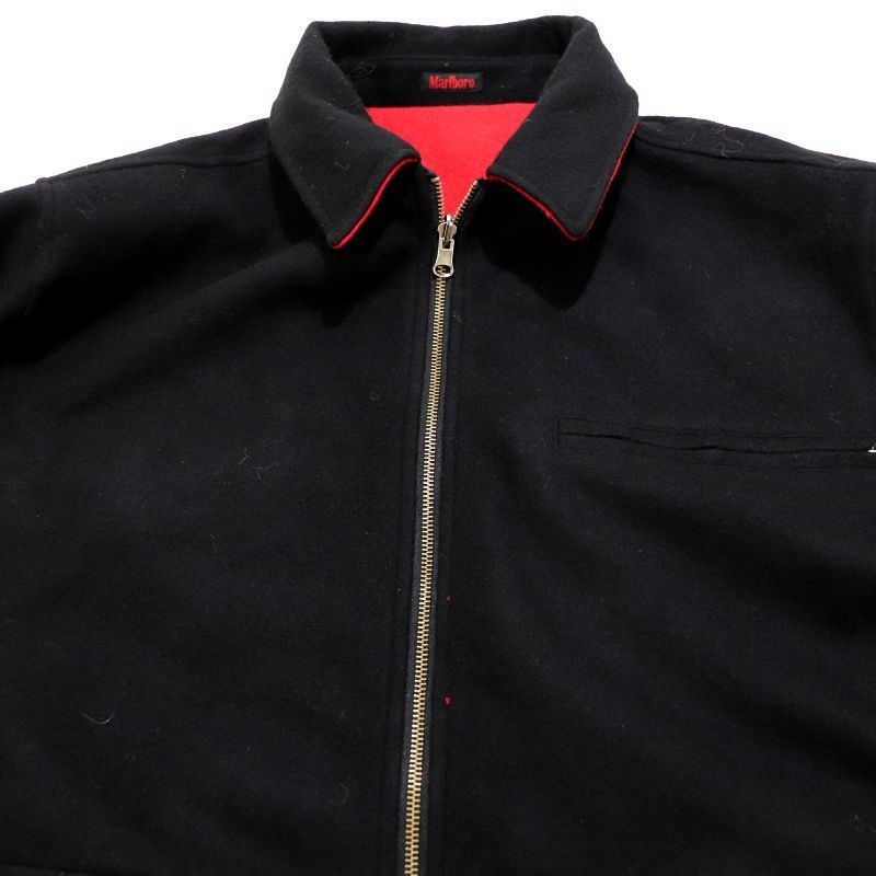 90s vintage マルボロ Marlboro 無地 フルジップ リバーシブル ウール