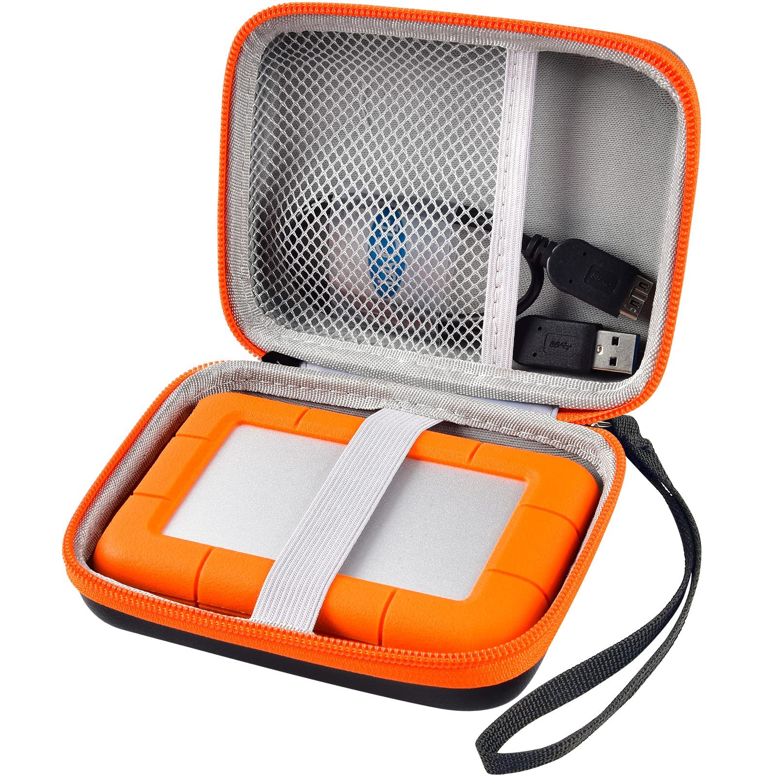 ALKOO LaCie Rugged Mini 1TB/ 2TB/ 4TB/ 5TB 外付けハードドライブ ポータブルHDD MacおよびPCコンピューター用ハードドライブストレージホルダー USB 3.0 2.0ケーブルSDカード(ボックスのみ [オレンジ]