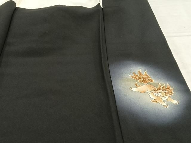 平和屋着物□豪華黒留袖 作家物 狛犬 暈し染め 金彩 正絹 逸品