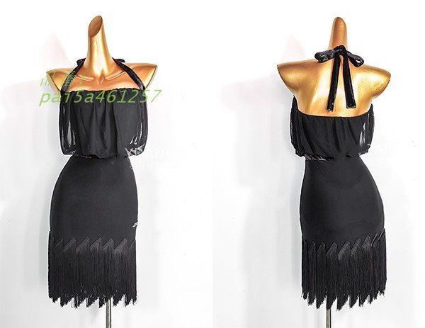 ラテン 衣装 ラテンドレス 社交ダンス衣装 ダンスウエア 黒 豪華なドレス チャチャ サンバ スリム pai5a461257 LLC-HASEGAWATOSO_COM