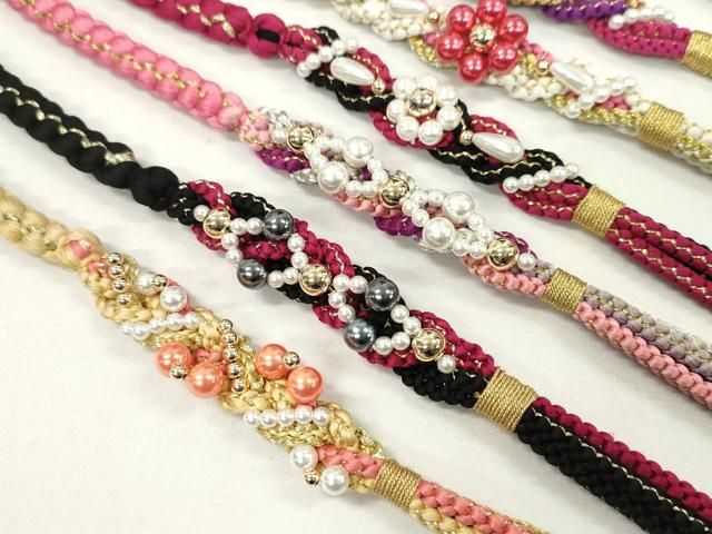 平和屋着物●和装小物 振袖用飾り付き帯締め１０本セット パール 花 金糸 CAAX8210ju