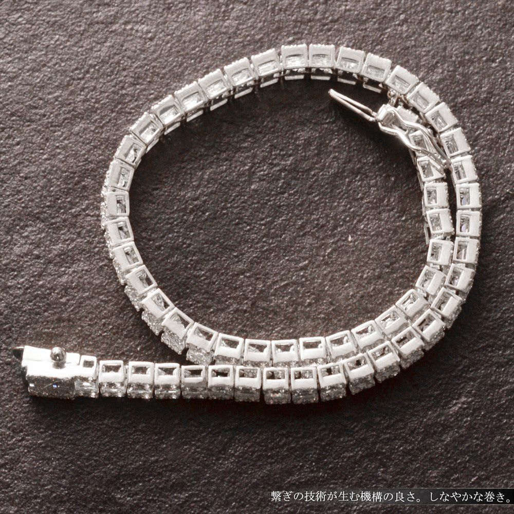 ブレスレット メンズ 18金 K18WG バゲットカット ダイヤモンド 7