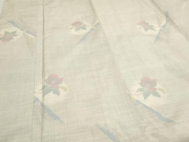 平和屋着物○本場大島紬 白大島 9マルキ 草花文 証紙付き 正絹 逸品  