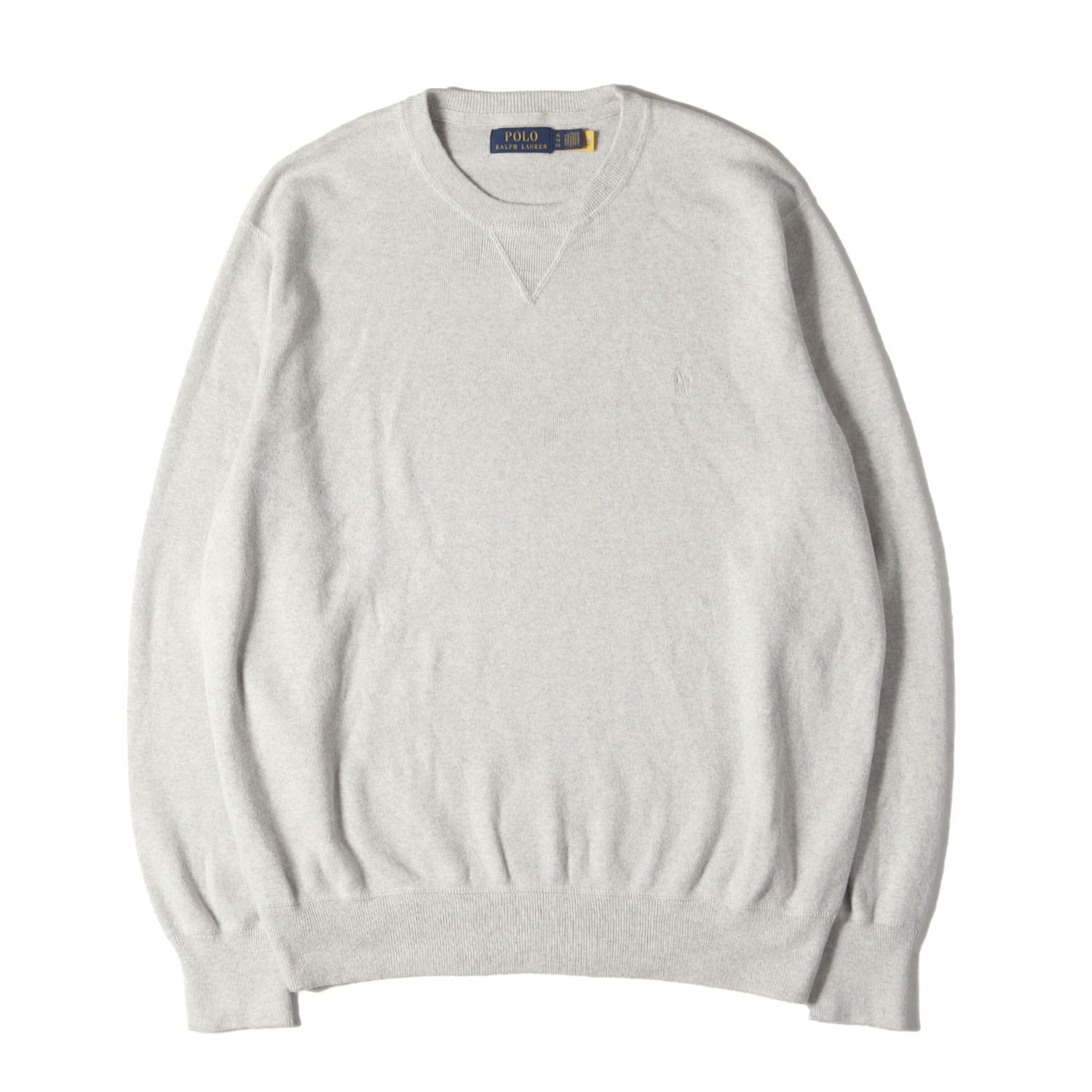 POLO Ralph Lauren ポロ ラルフローレン スウェット サイズ:XL コットンリブ 前V クルーネック スウェットシャツ オートミール トップス トレーナー【メンズ】