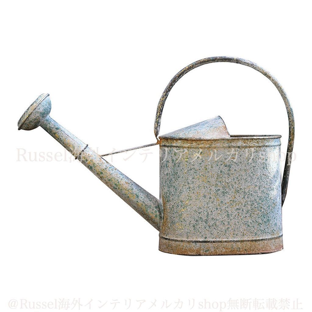 ジョウロ グレー ヴィンテージ調 シャビー加工 庭 オブジェ シャビーシック エレガント ヨーロッパ風 ガーデニング 雑貨 ガーデン雑貨 ガーデンインテリア ガーデン インテリア 庭の装飾 お洒落 おしゃれ 8-14