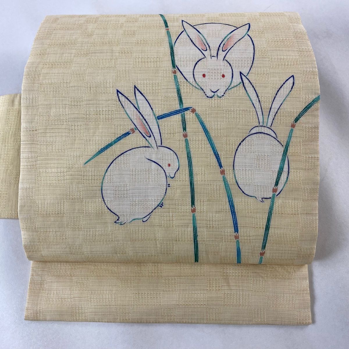 名古屋帯 逸品 夏帯 うさぎ 薄黄 正絹 【】 【公式通販】