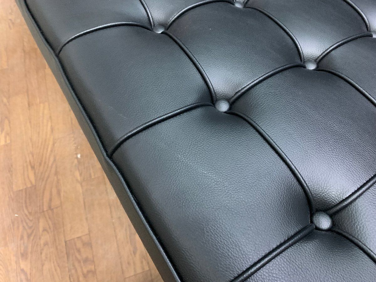 IDC大塚取扱 バルセロナチェア リプロダクト 2人掛け ラブソファ スムース 2P 腰掛 革 ブラック ミースファンデルローエ 畑1101 NEXPOTALLINN_EU