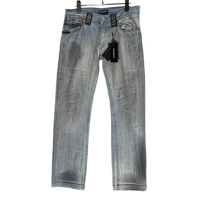 DOLCE&GABBANA 06SSレザーベルトループハトメダメージデニムパンツ