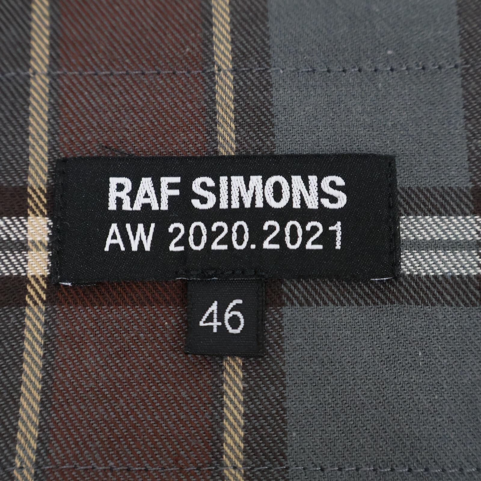 RAF SIMONS ラフシモンズ 【美品】AW2020・2021 BIG FIT CHECK PUNK SHIRTS チェック ジップ ネック パッチ シャツ/ 46