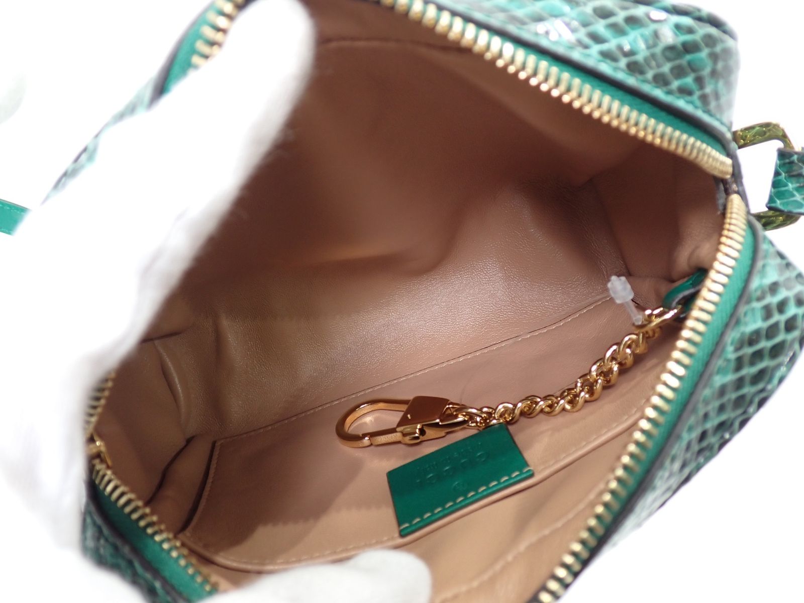 グッチGUCCI オフィディアスネークレザーミニバッググリーン