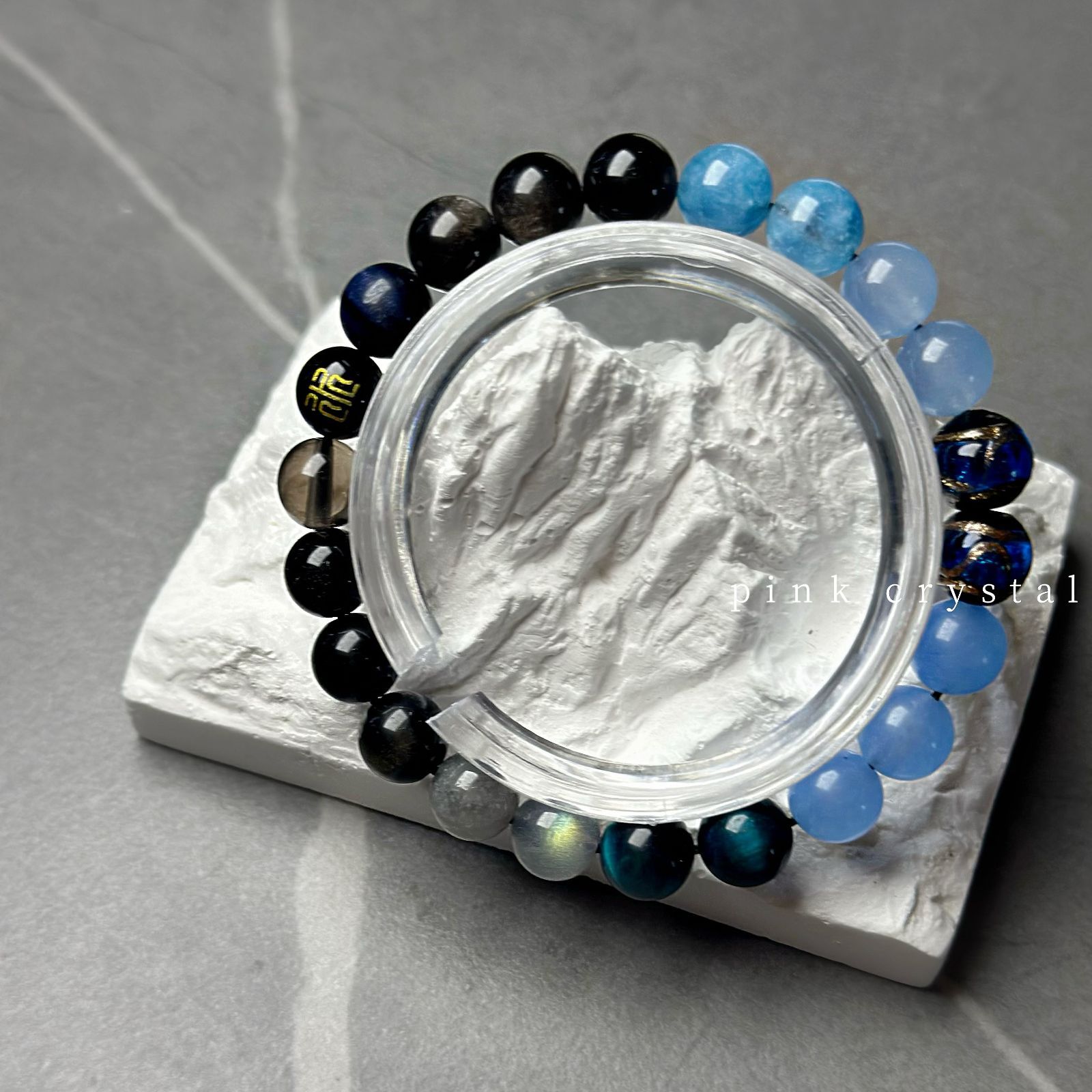 五行バランスシリーズ「水」 天然アゲート＆水晶ブレスレット（8mm） 五行バランスシリーズ「水」 天然アゲート＆水晶ブレスレット（8mm）