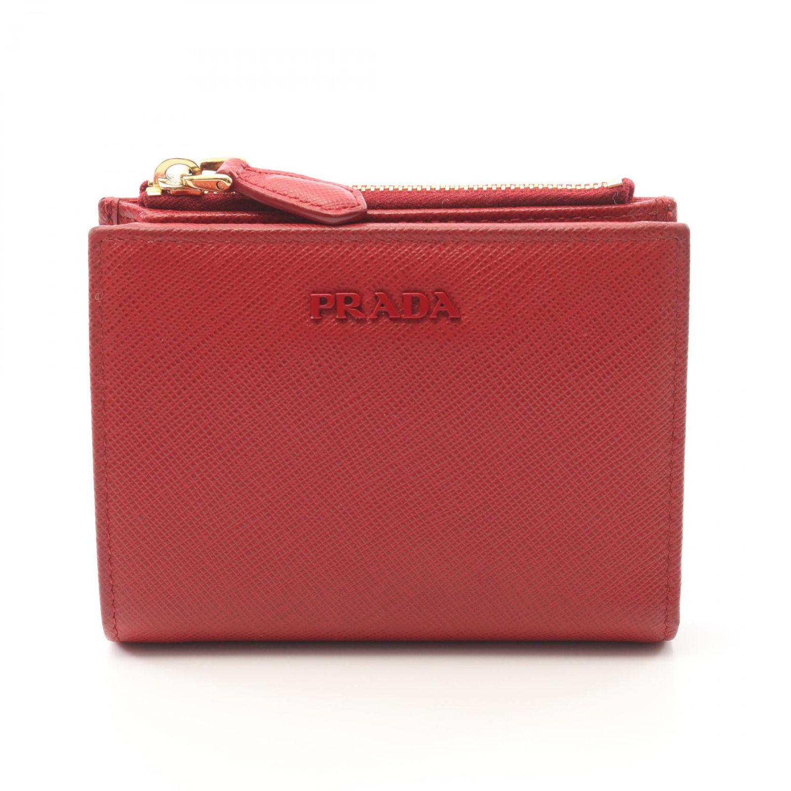 プラダ PRADA 二つ折り財布 SAFFIANO COLOUR 1ML023 レッド サフィアーノレザー 二つ折財布 レディース Used B