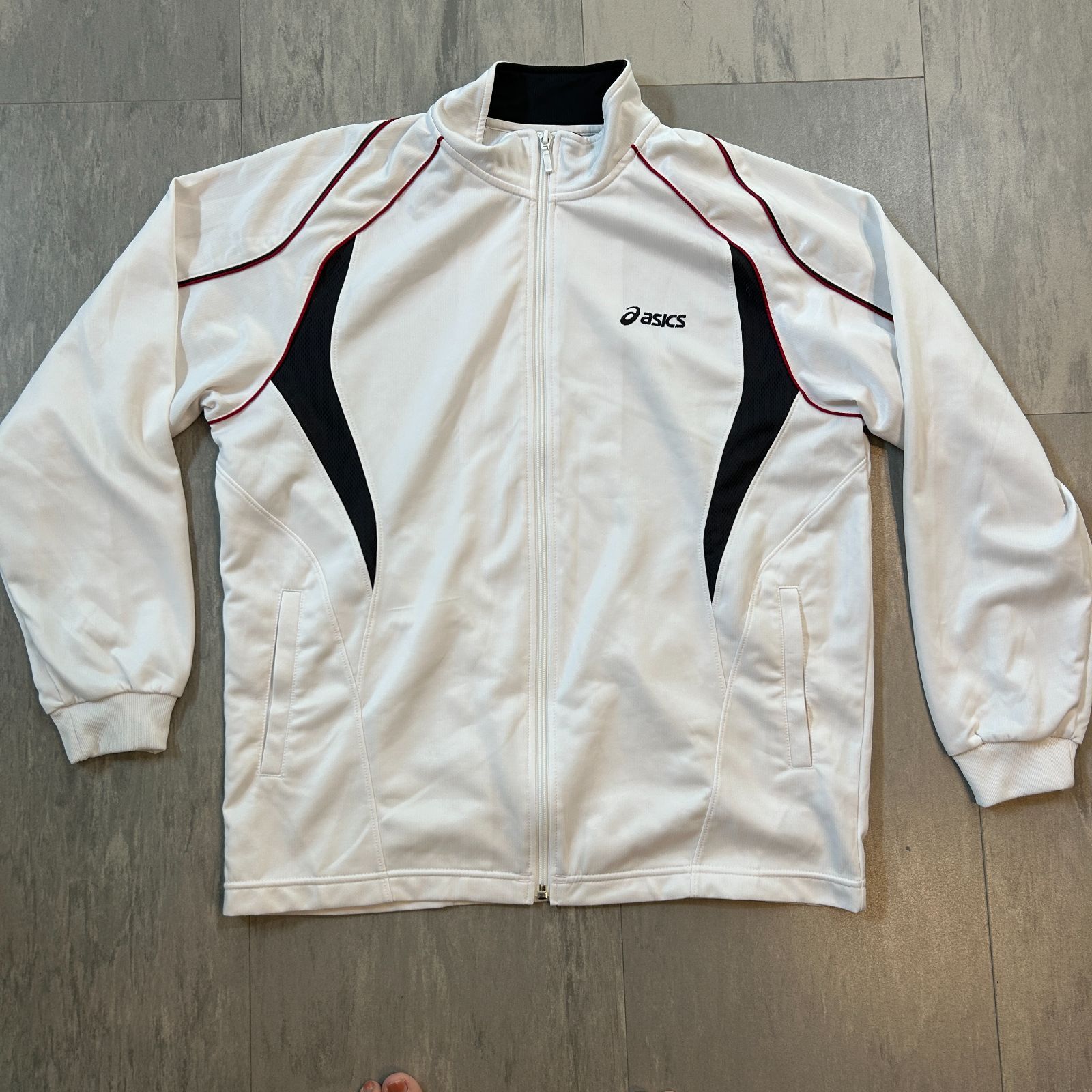 523 asics アシックス 白 スポーツウェア ジップアップ