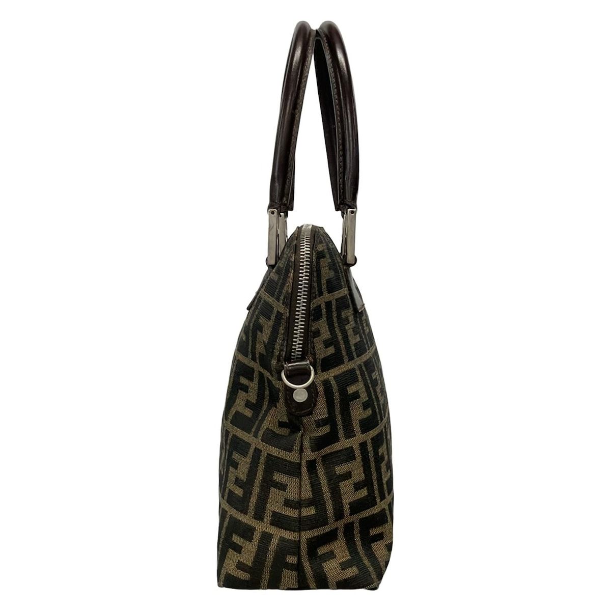 FENDI(フェンディ) ハンドバッグ ズッカ柄 ブラウン×黒×ダーク