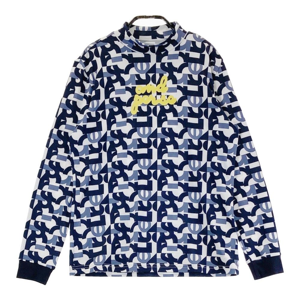 サイズ M AND PER SE アンパスィ 2025年モデル AFF9244X3 モックネック 長袖Tシャツ ロゴ総柄 ネイビー系 240101371585 ゴルフウェア レディース ストスト
