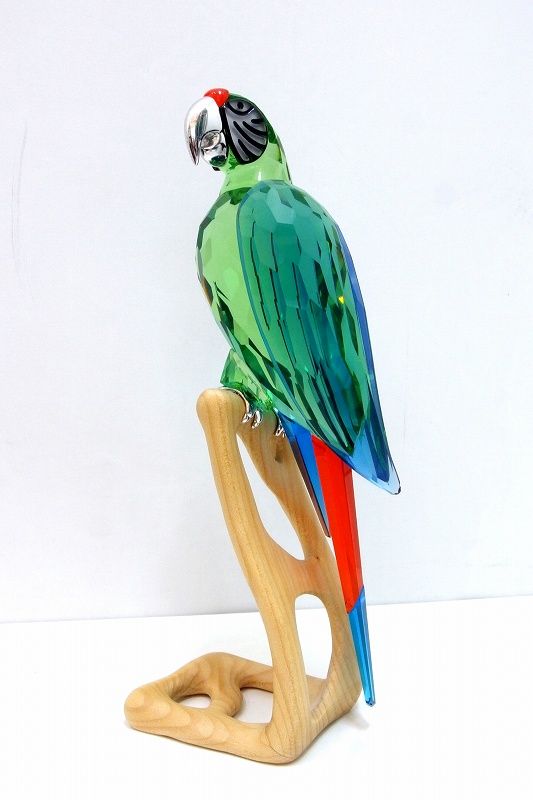 221758 SWAROVSKI スワロフスキー Chrome Green コンゴウインコ 鳥 オウム クリスタルガラス 置物 685824