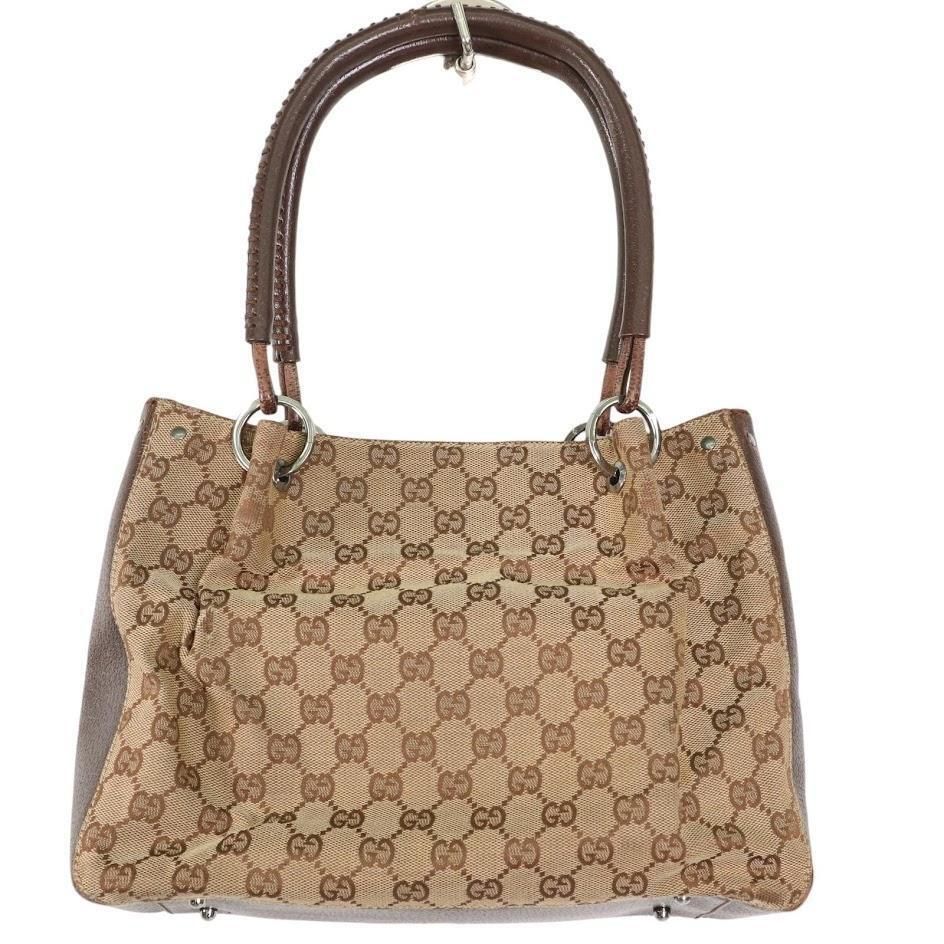 希少】GUCCI ワンショルダーバッグキャンバス×レザーハンドバッグ