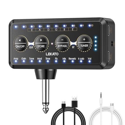 ギターヘッドフォンアンプBluetoothミニプラグ10つのアンプモデル