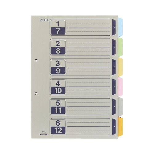 精巧な パ カラー仕切カード Ａ４縦 ２穴 ６山１０組入×１０4260-6864 カウネット スムーズな