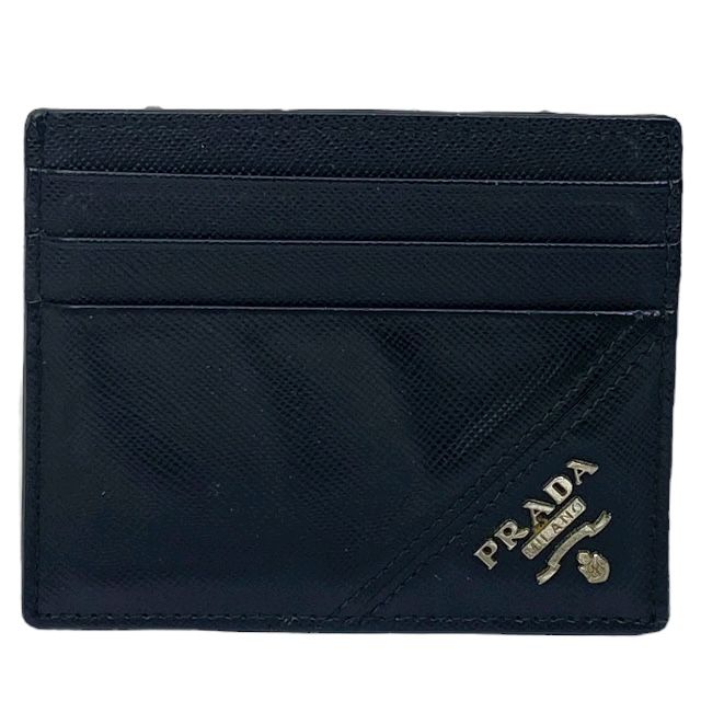 プラダ サフィアーノ 2MC223 カードケース パスケース 名刺入れ 二つ折り コンパクト ロゴ レザー ブラック PRADA