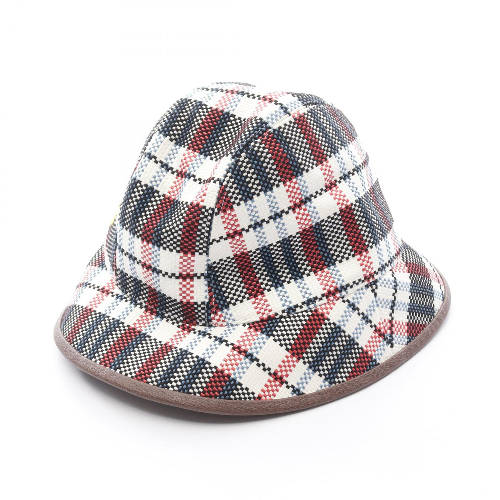 グッチ GUCCI ハット ICCUG 660155 ホワイト ブラック レッド ナイロン ストローハット ユニセックス Used A