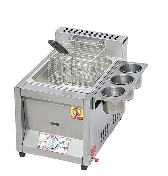 8L ガスフライヤー 一槽式 二槽式 ステンレス鋼卓上フライヤー バスケット付と調味料トラフ 厨房機器 フライヤー 操作簡単 急速加熱