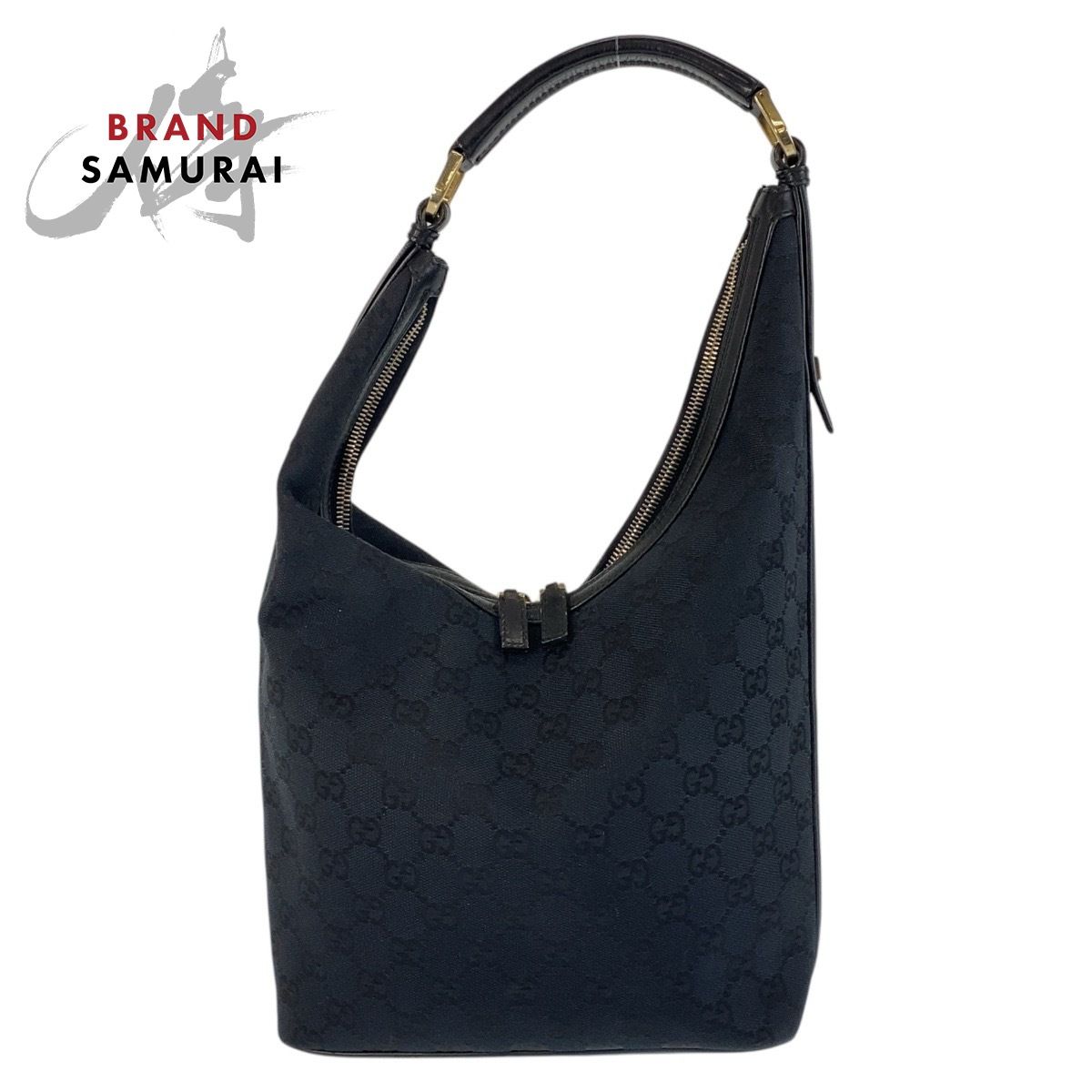 美品 GUCCI グッチ ブラック 黒 ゴールド金具 GGキャンバス/レザー 001