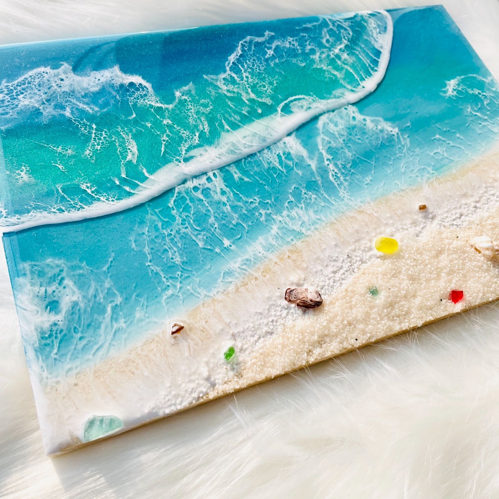 レジンアート　BIGパネル　マジックアワーの海♡ オーシャンアート　海アート ☆海に行きたくなる‼︎☆【レジンオーシャンアート】No.43