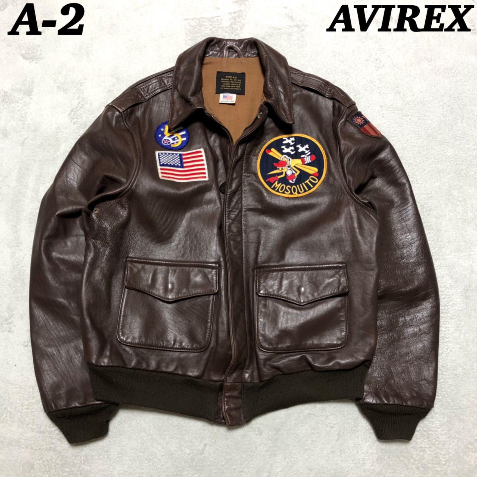 AVIREX フライトジャケット A-2 ホースハイド 馬革 GENUINE HORSEHIDE 30-1415 ワッペン ボンバージャケット ボマー ジャケット レザージャケット ミリタリージャケット ブラウン 茶 アヴィレックス - メルカリ