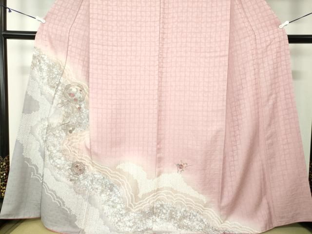 平和屋着物●中国三大刺繍　スワトウ刺繍　汕頭刺繍　訪問着　鏡裏花文　暈し染め　金彩　正絹　逸品　DAAY1430ps 平和屋着物○中国三大刺繍 スワトウ刺繍 汕頭刺繍 訪問着 鏡裏花文 暈