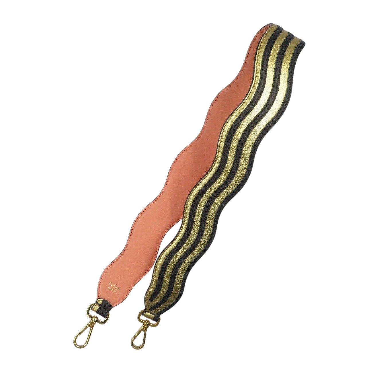 フェンディ ストラップユー レザー ゴールド ブラック ショルダーストラップ 0501 FENDI
