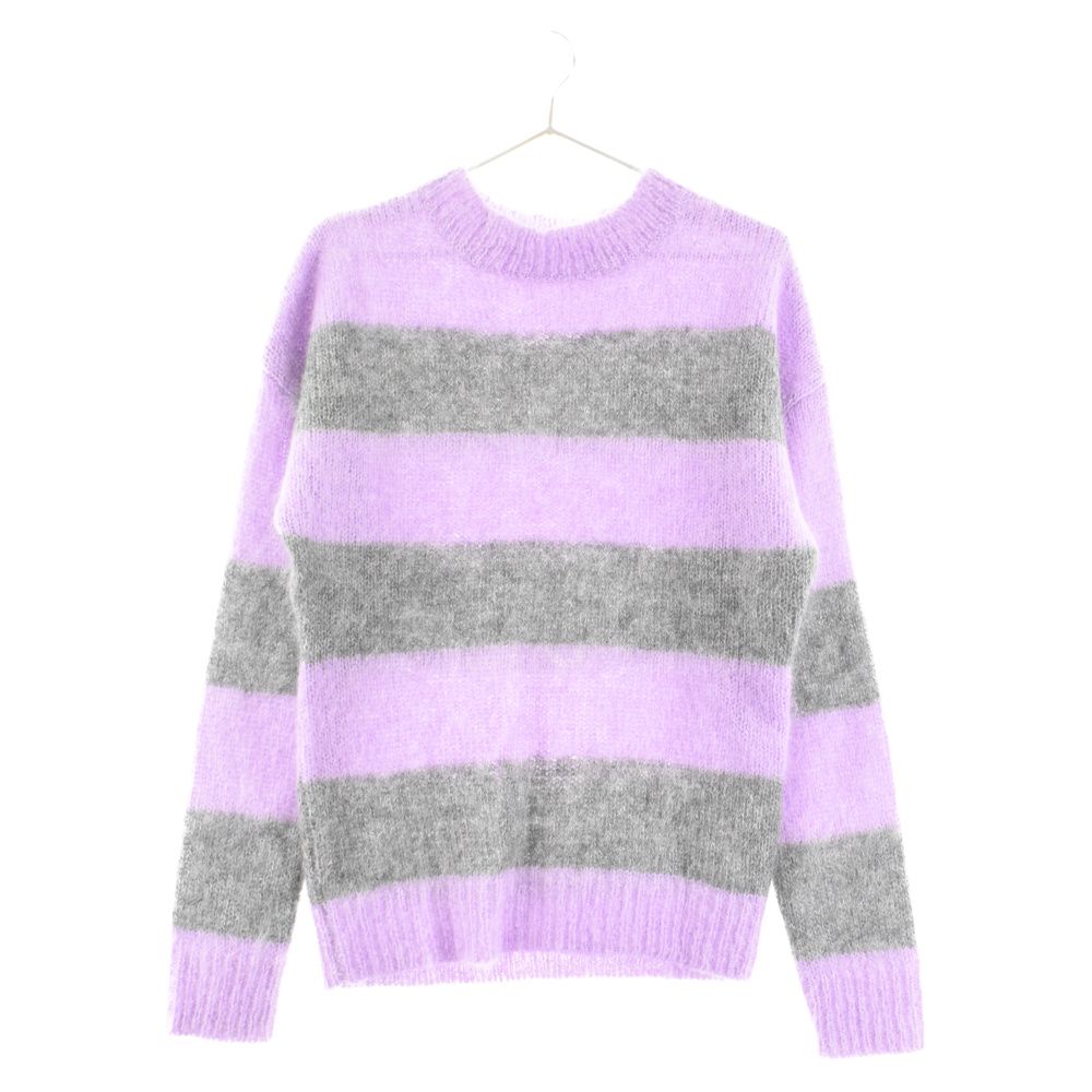 UNIFORM EXPERIMENT (ユニフォームエクスペリメント) 12AW MOHAIR BORDER CREW NECK KNIT モヘア ボーダー クルーネック ニットセーター 長袖 パープル/グレー UE-123091