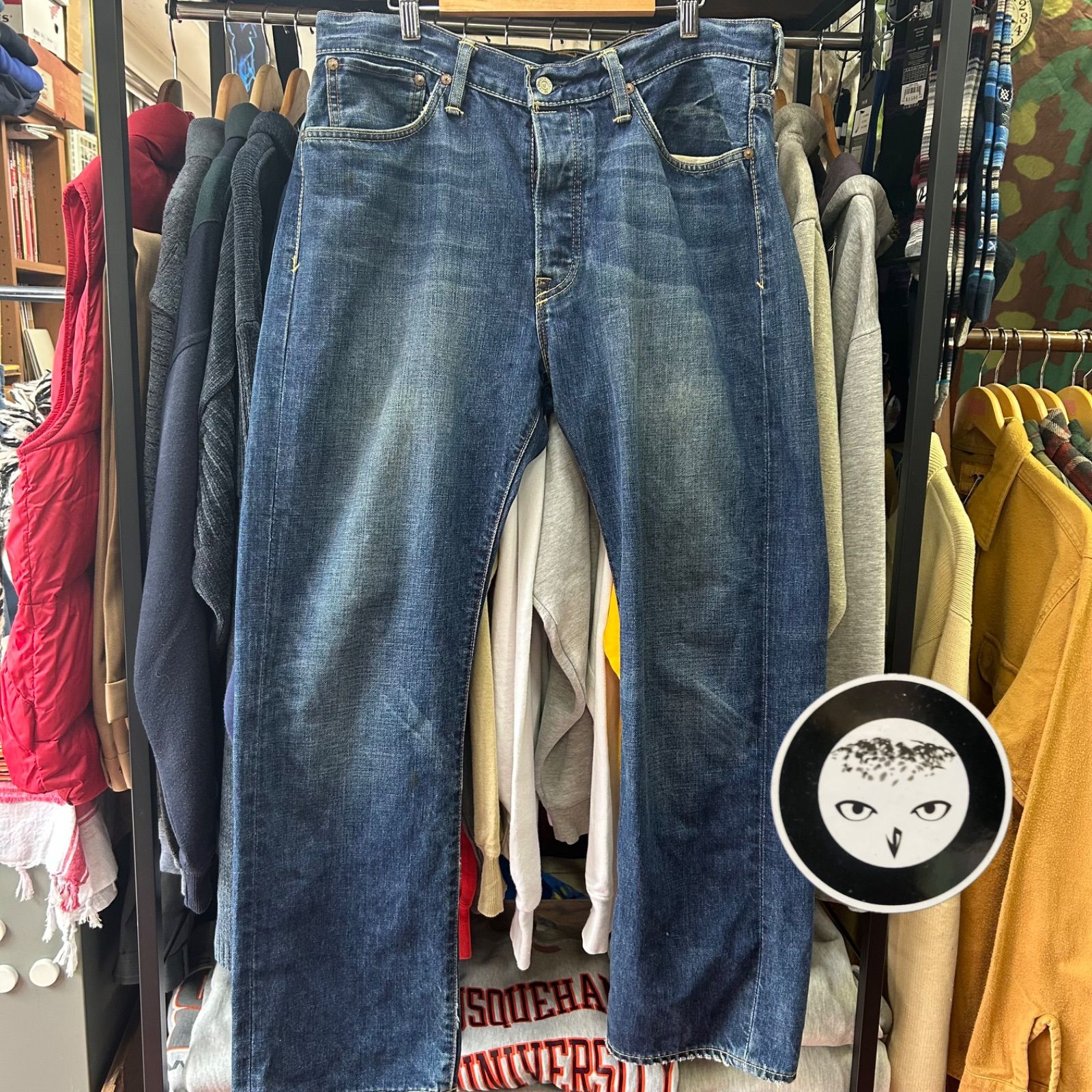 ポロラルフローレン デニムパンツW33 L30 ブルー色  PORO Ralph Laurenユーズド加工ストレートデニム W30 W32  501タイプGパン クラシック867 15941 古着屋OWL