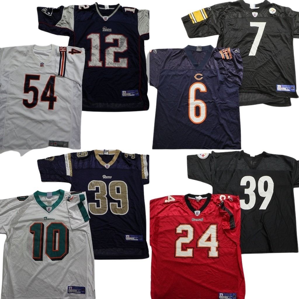 古着卸 まとめ売り プロチーム NFL ゲームシャツ ユニフォーム 8枚セット (メンズ L /XL ) リーボック スティーラーズ MU0125