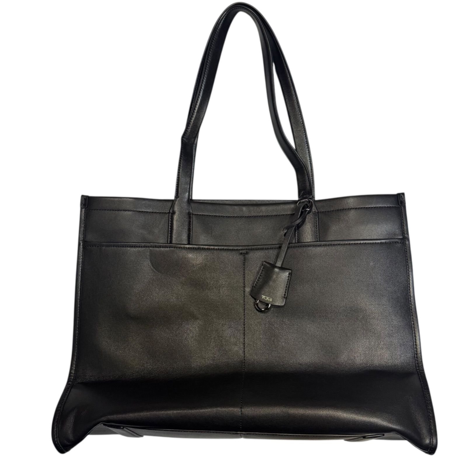TUMI ブラック レザー トートバッグ TUMI トゥミ ロゴ トートバッグ レザー レディース 中古