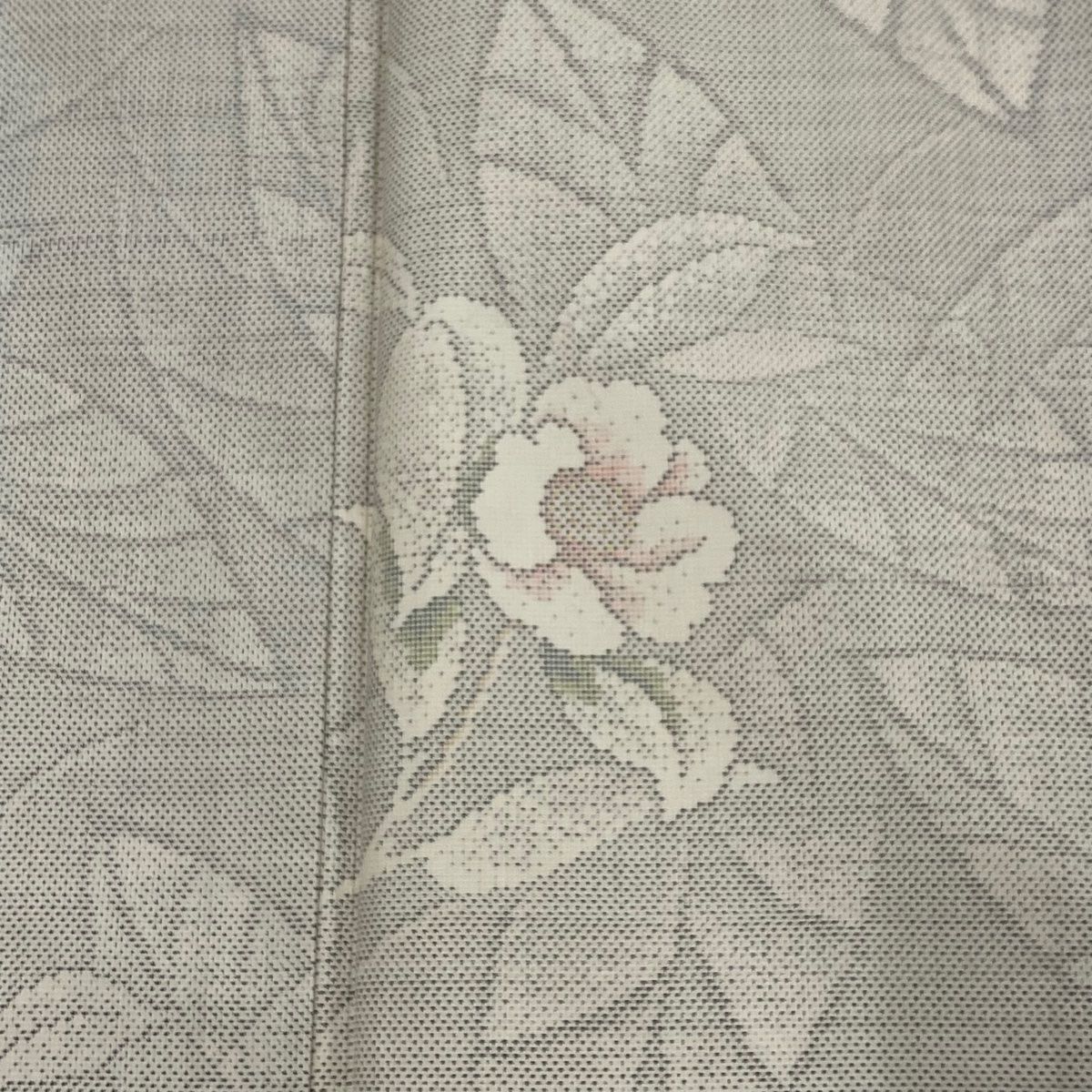 紬 身丈165.5cm 裄丈67.5cm L 袷 椿 灰茶 正絹 名品 【中古 紬 身丈165.5cm 裄丈67.5cm L 袷 椿 灰茶 正絹 名品 【中古