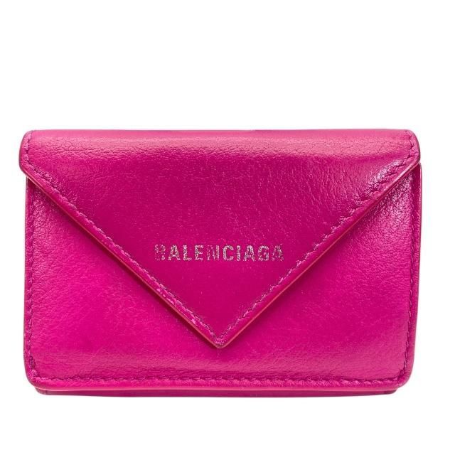 BALENCIAGA バレンシアガ 391446 財布 三つ折り財布 折財布 コンパクトウォレット ミニ ロゴ レザー ピンク