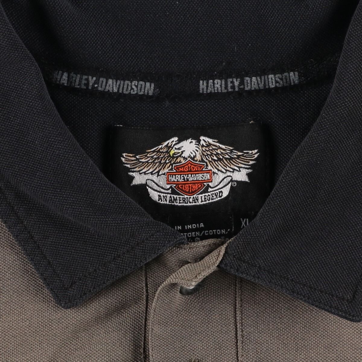 古着 ハーレーダビッドソン Harley-Davidson 刺繍入り 半袖 ポロシャツ 