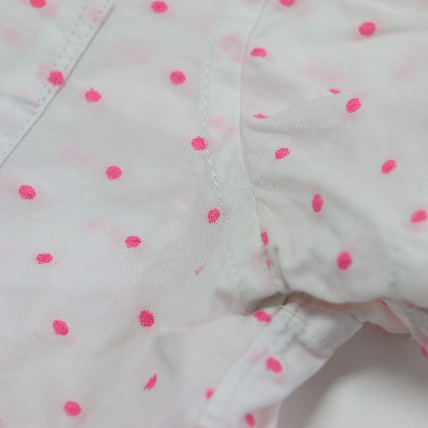  tricot COMME des GARCONS トリコ コム デ ギャルソン シャツ ホワイト ピンク サイズ M ドット 半袖 ブラウス ボックスシルエット コンパクト ヘムライン 胸ポケット トップス レディース 半袖 シャツ ブラウス