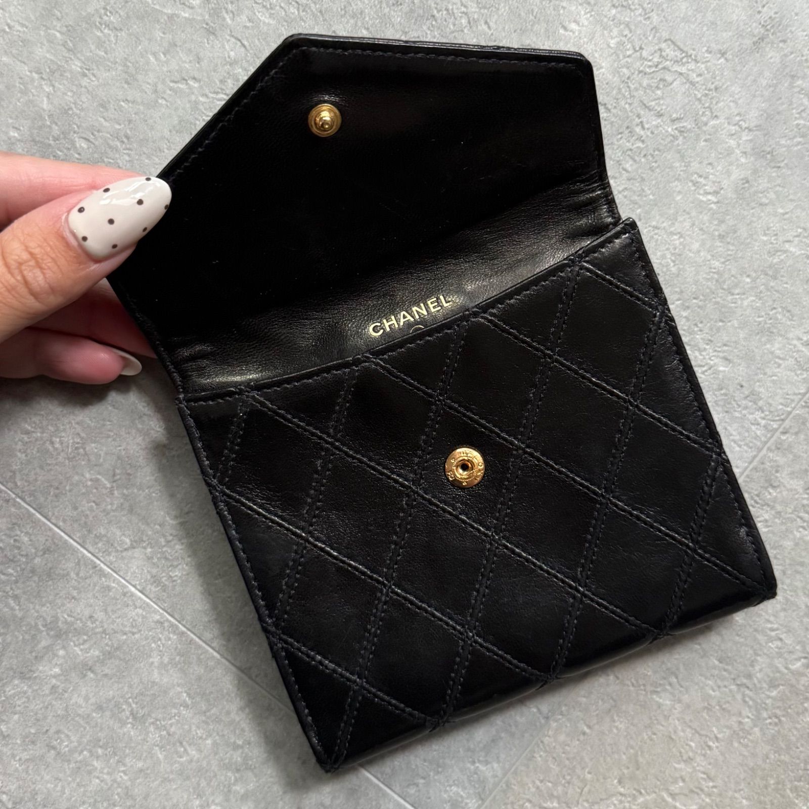 極美品 CHANEL シャネル ビコローレ Wホック ココマーク 二つ折り財布