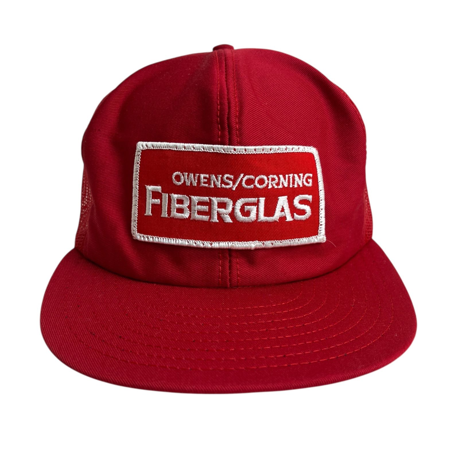 キャップ|帽子 アメリカ製 OWENS|CORNING FIBERGLAS オーウェンズコーニングファイバーグラス ワッペン トラッカーキャップ レッド 赤