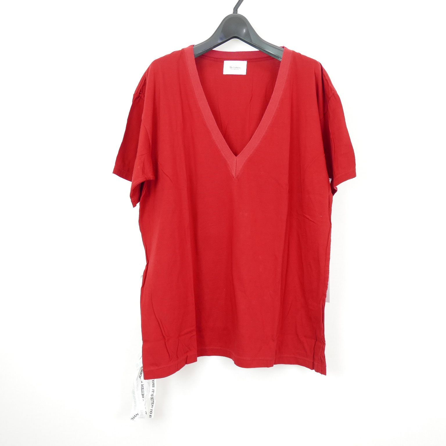 18SS The Letters ザ レターズ V NECK STRAP T-SHIRT RED メッセージ ...